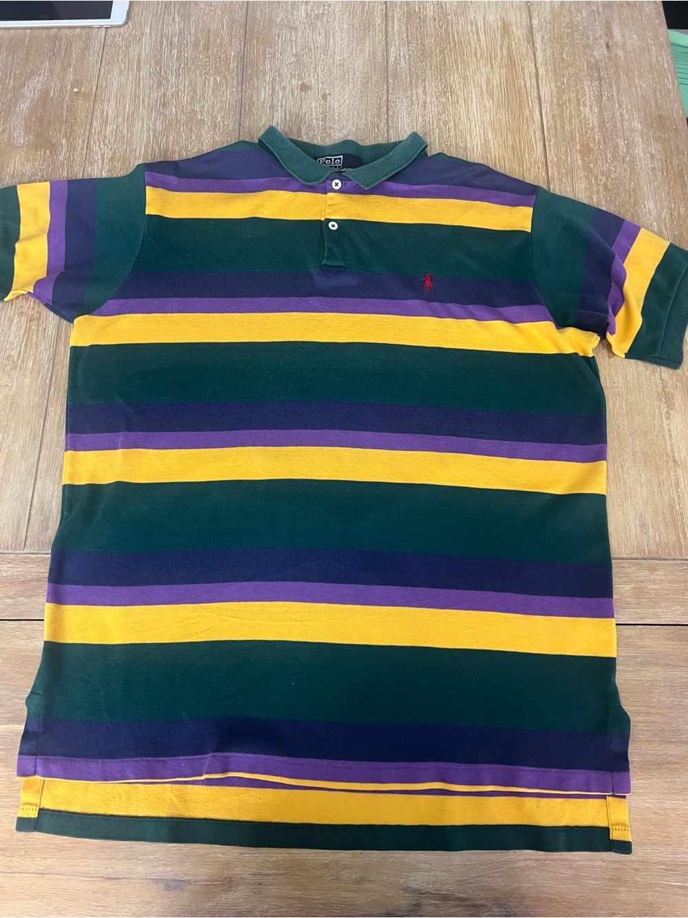 Polo Ralph Lauren Striped Rugby Polo - Green/Yellow/Purple